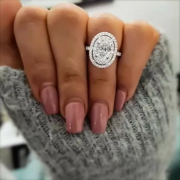 2ct Oval Cut White Sapphire Halo Engagement Ring