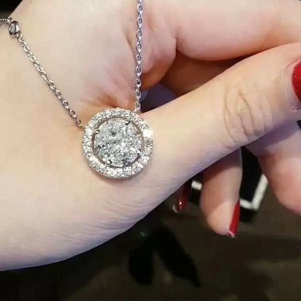 Round Cut Created Diamond Pendant Necklace