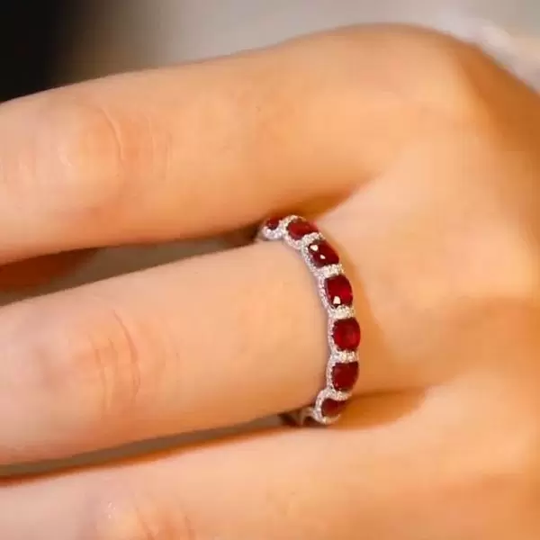 2.25ct Oval Cut Ruby Eternity Band