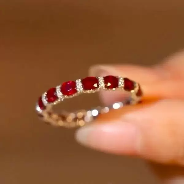2.25ct Oval Cut Ruby Eternity Band