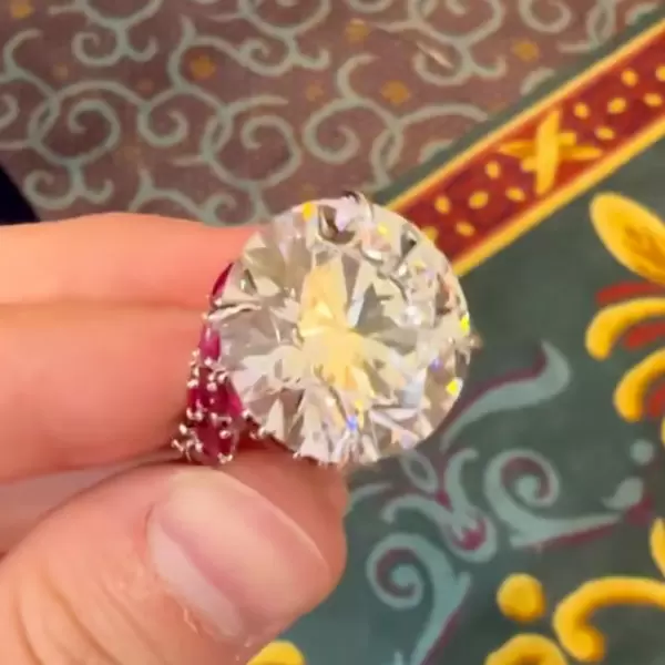 13ct Round Cut White Sapphire Ruby Engagement Ring
