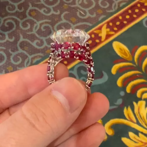 13ct Round Cut White Sapphire Ruby Engagement Ring