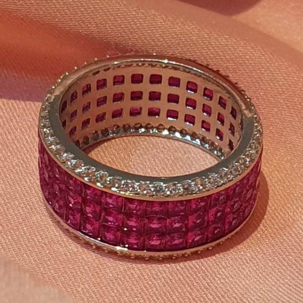 8.5ctw Princess Cut Three Row Wedding Band