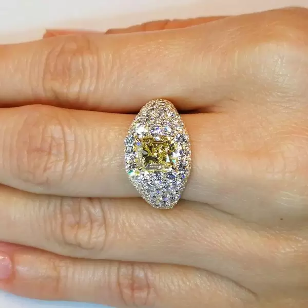 2ct Radiant Cut Yellow Sapphire Pave Engagement Ring
