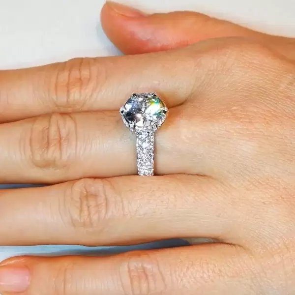 4ct Round Cut White Sapphire Engagement Ring