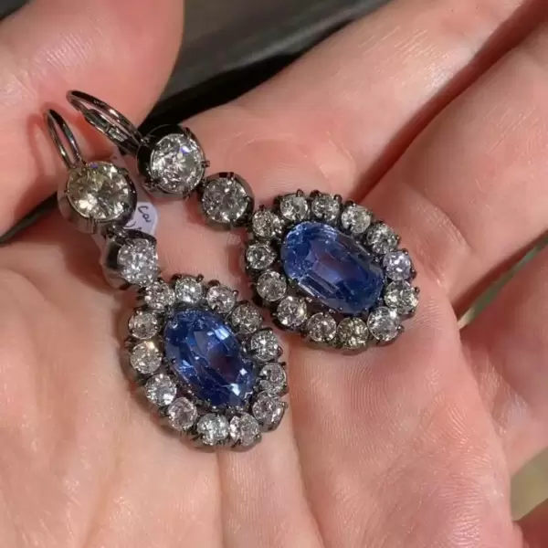 18ctw Oval Cut Sapphire Vintage Drop Earrings