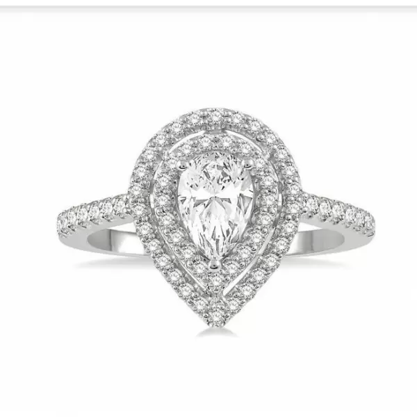 Handmade 3 Ct Double Halo Pear Cut Engagement Ring