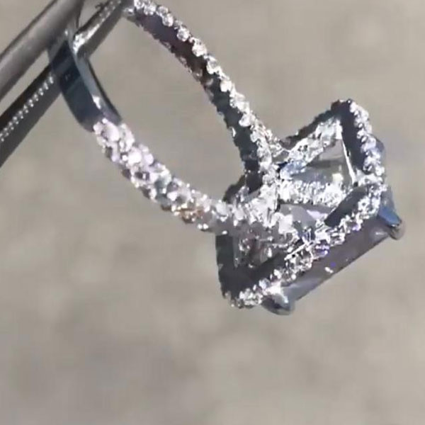 5ct Radiant Cut White Sapphire Engagement Ring