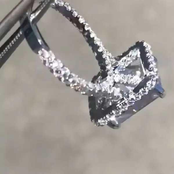 5ct Radiant Cut White Sapphire Engagement Ring