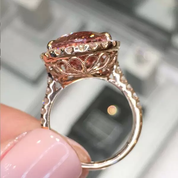 Handmade 7.5Ct Pear Cut Engagement Ring In Rose Gold Color