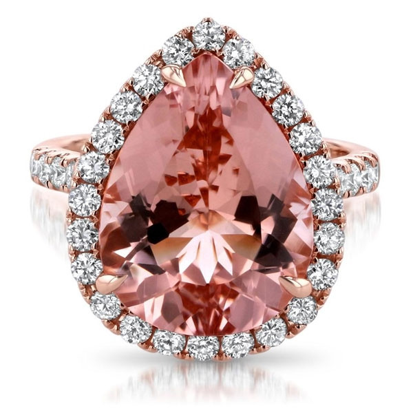 Handmade 7.5Ct Pear Cut Engagement Ring In Rose Gold Color