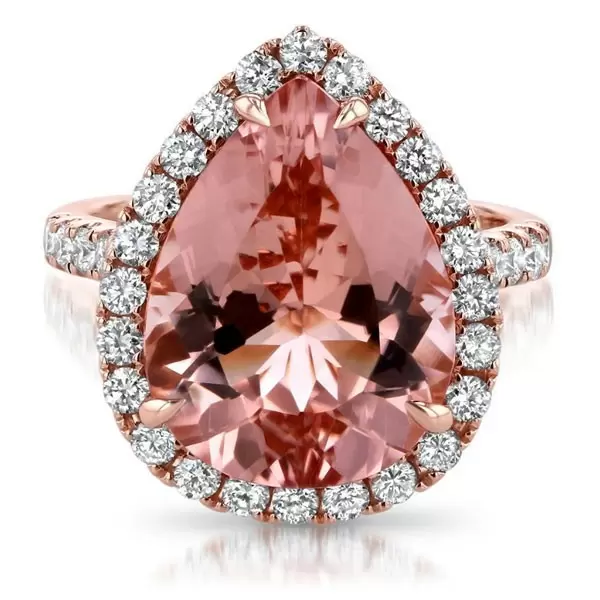 Handmade 7.5Ct Pear Cut Engagement Ring In Rose Gold Color