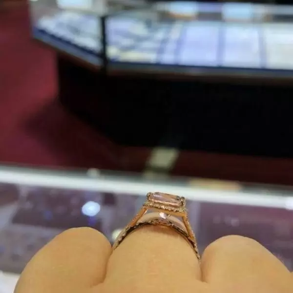 3ct Cushion Cut Champagne Halo Engagement Ring in Rose Gold