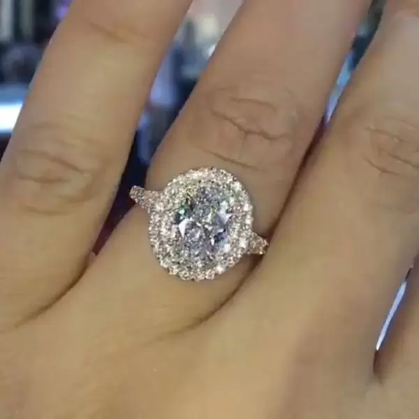 Double Halo Oval Cut Engagement Ring