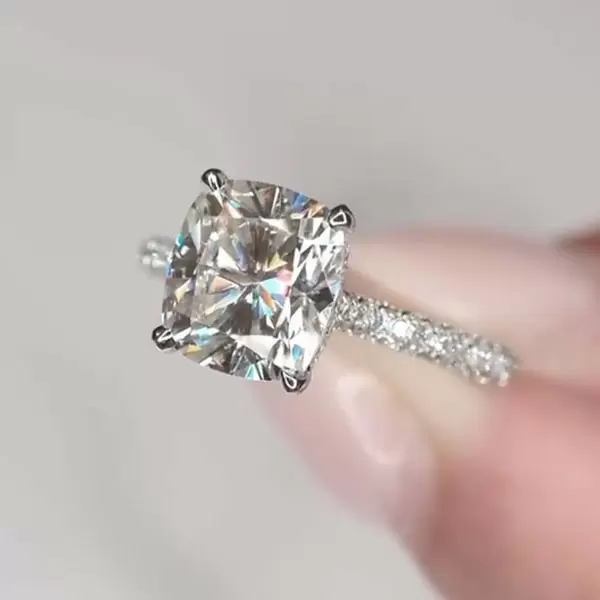 Handmade 3 Ct Cushion Cut Engagement Ring