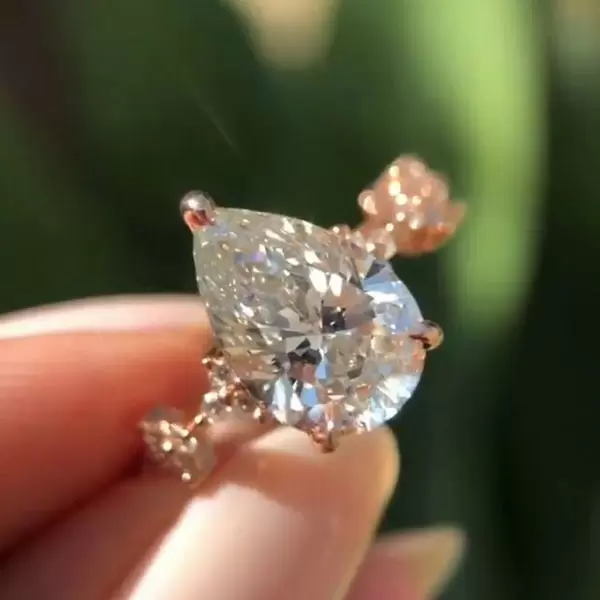 Handmade 2.6 Ct Pear Cut Rose Gold Engagement Ring