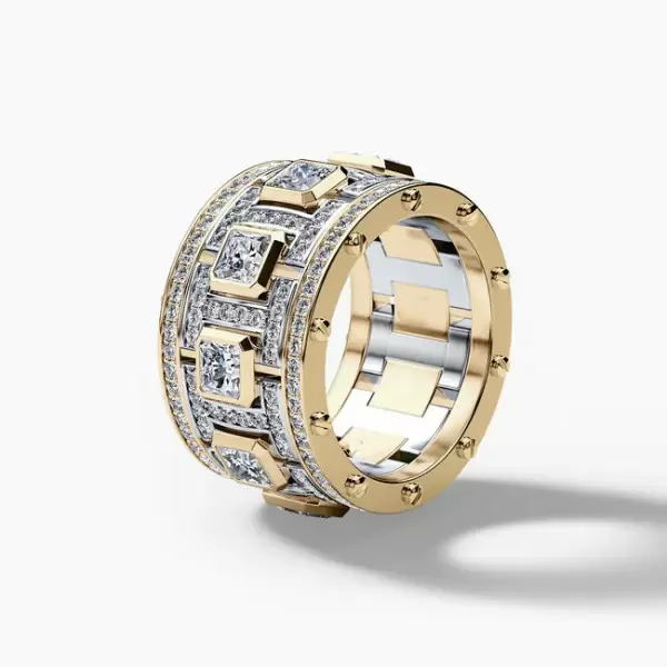 5.7ct White Sapphire Mechanical Screw Men's Ring
