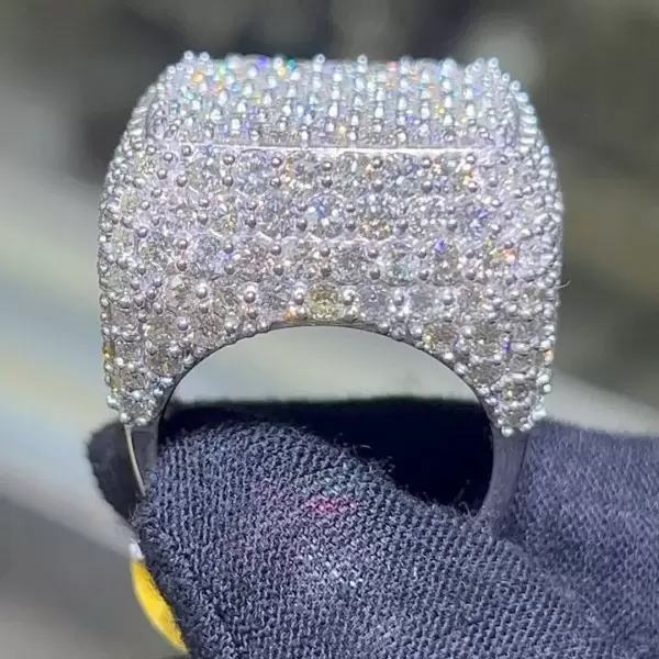 14ctw White Sapphire Paved Bold Square Dome Ring