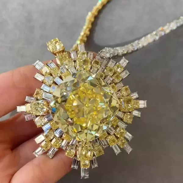 20ct Cushion Cut Yellow Sapphire Statement Necklace