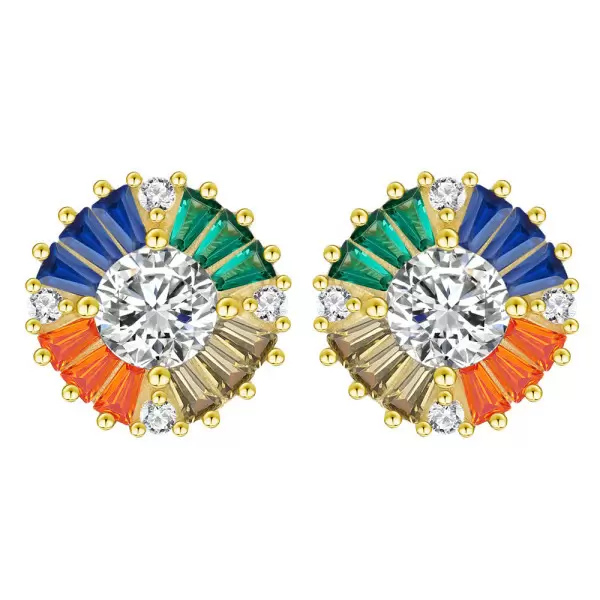 Cushion-Shaped Multicolor Sapphire Stud Earrings