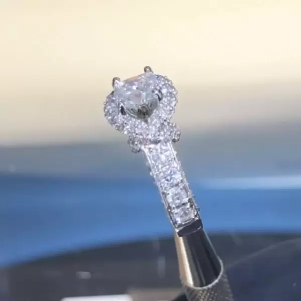 1.2ct Princess Cut Halo Engagement Ring