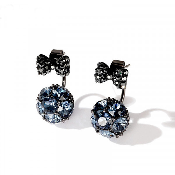 Round Stone Bow-knot Stud Earring