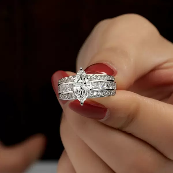 3ct Marquise Cut White Sapphire Engagement Ring