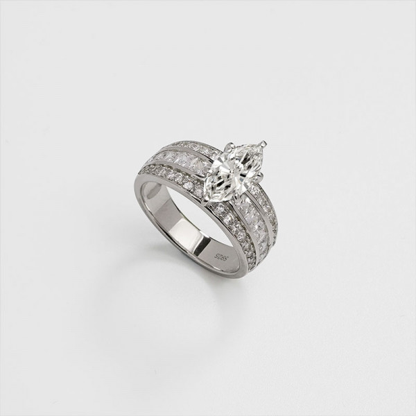 3ct Marquise Cut White Sapphire Engagement Ring