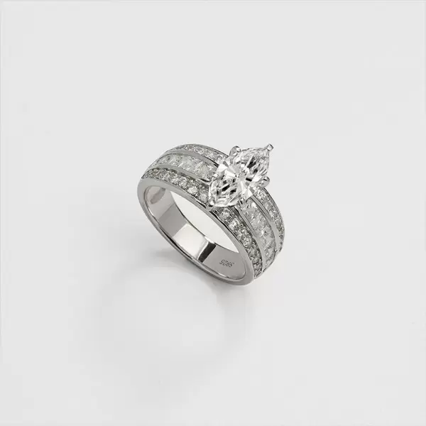 3ct Marquise Cut White Sapphire Engagement Ring