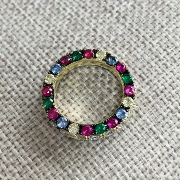 6ctw Three-Sided Rainbow Sapphire Eternity Ring