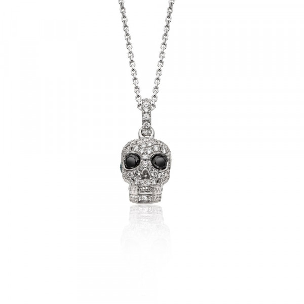 Skull Pendant Necklace in Sterling Silver
