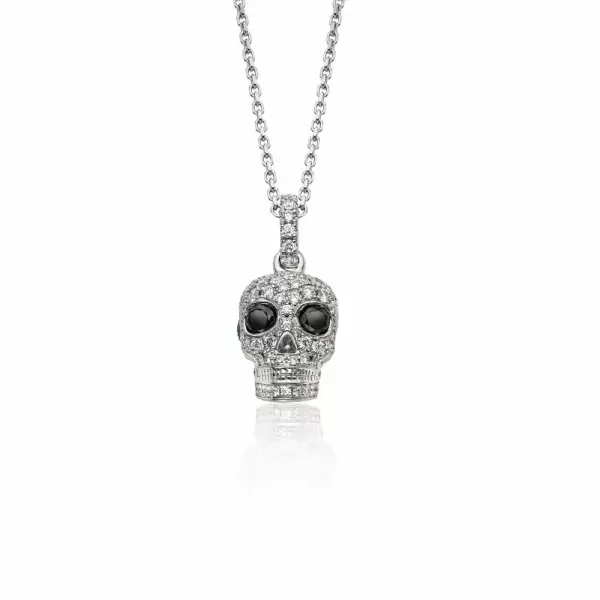 Skull Pendant Necklace in Sterling Silver
