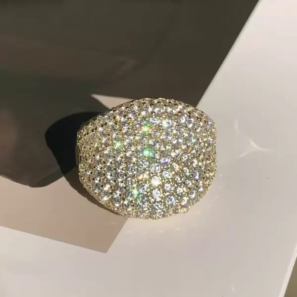 Paved White Sapphire Curved Bold Cocktail Ring