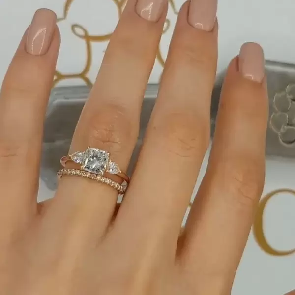 1.3ct Cushion Cut White Sapphire 2pcs Bridal Set in Rose Gold