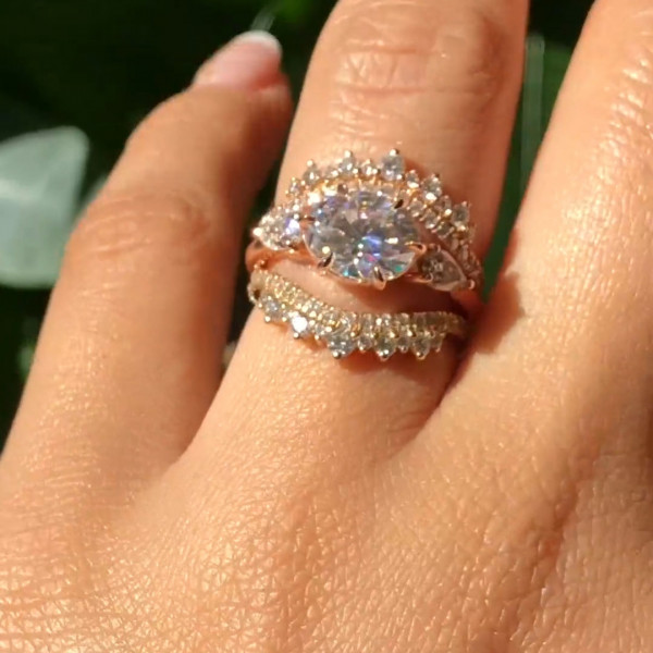 Handmade1.5ct  Oval Cut  Ring with Crown Wedding Band