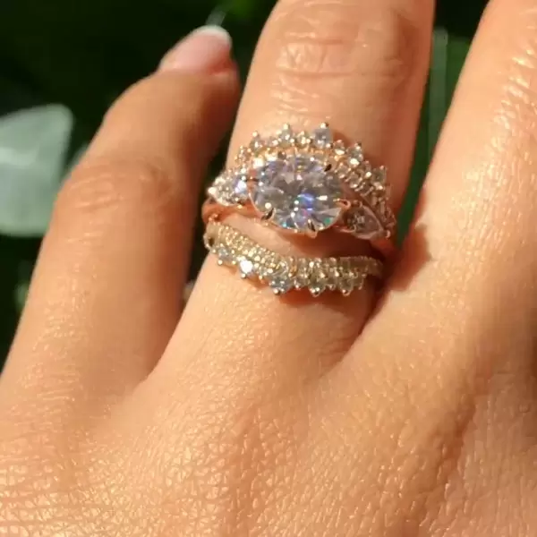 Handmade1.5ct  Oval Cut  Ring with Crown Wedding Band