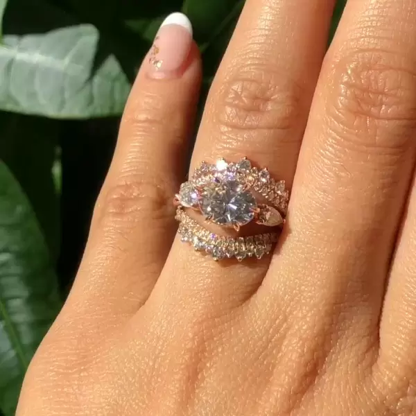 Handmade1.5ct  Oval Cut  Ring with Crown Wedding Band
