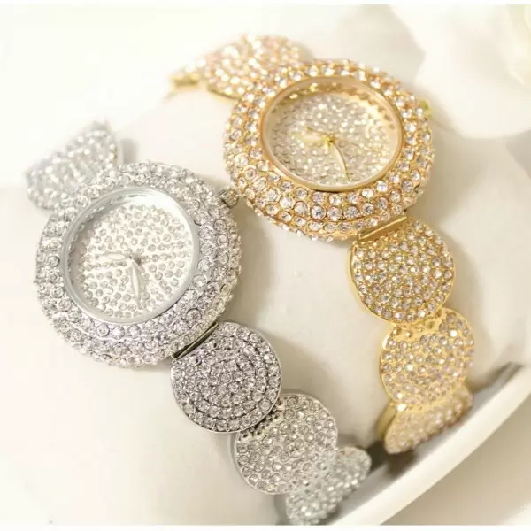 Super Fashion Shine Full Diamond Round Dial and Strap Bracelet Watch