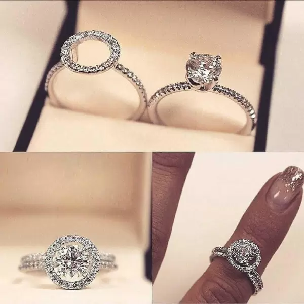 0.8ct Round Cut Insert Halo 2pcs Bridal Set