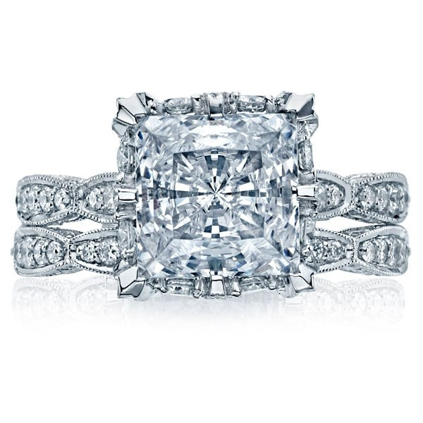 5.25ct Princess Cut Vintage Pave Setting 2pcs Bridal Set