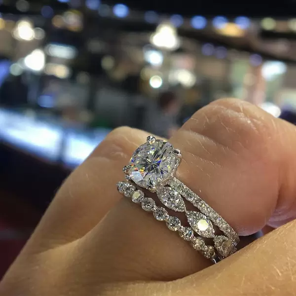 Handmade 3pcs 2.0Ct Round Cut Wedding Ring Set