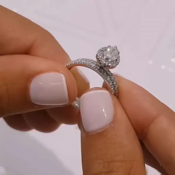 0.75CT Halo Pear Cut Sterling Silver Wedding Ring Set