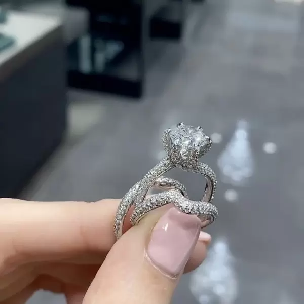 Handmade 1.5 CT Round Cut 3pcs Wedding Ring Set