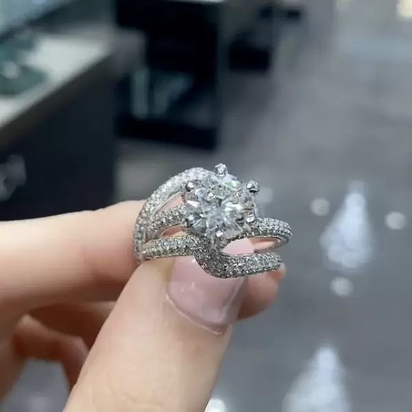 Handmade 1.5 CT Round Cut 3pcs Wedding Ring Set