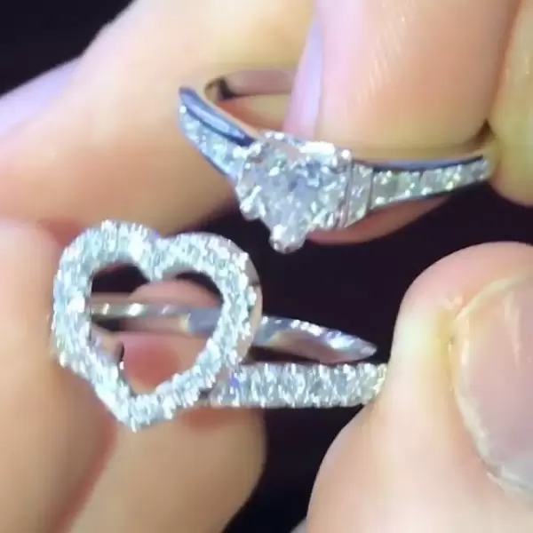 0.5ct Heart Cut White Sapphire 2pcs Bridal Set
