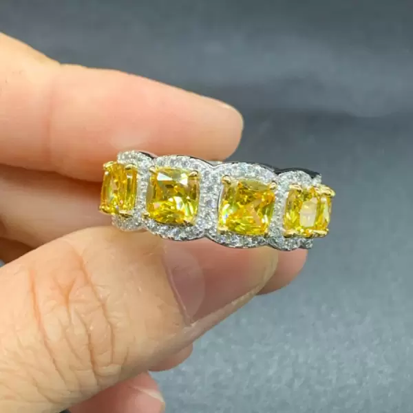 11ctw Cushion Cut Yellow Sapphire Eternity Wedding Band
