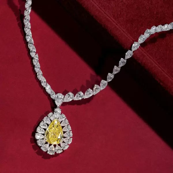 10ct Pear Cut Yellow Sapphire Statement Necklace