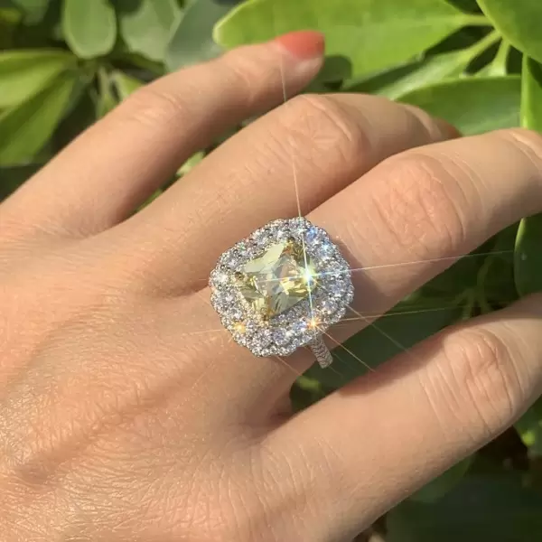 4ct Cushion Cut Yellow Sapphire Halo Cocktail Ring