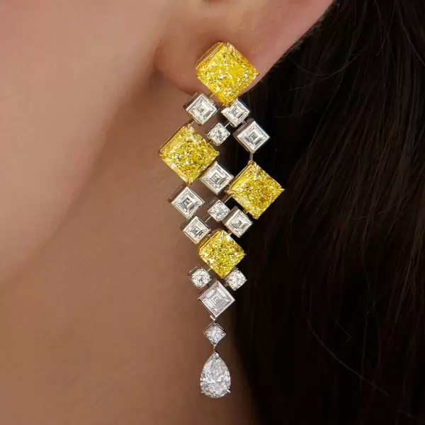 18ctw Princess Cut Yellow Sapphire Statement Drop Earrings