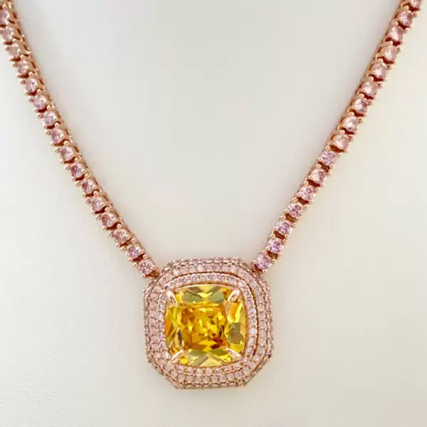 15ct Cushion Cut Yellow Sapphire Statement Necklace